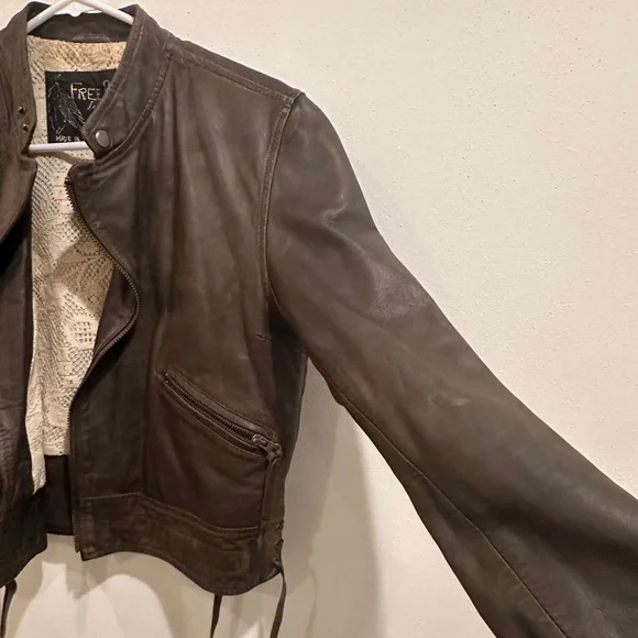 Free People Brown Genuine Leather Jacket - Picture 4 of 5